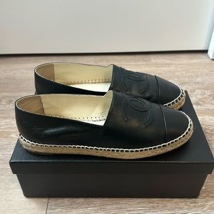 Chanel Lambskin Espadrilles Black size 39